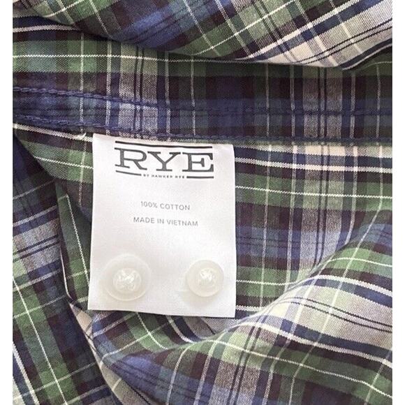 Hawker Rye Button Down Shirt Men's Size XXL Blue Green Plaid Slim Fit Casual - Picture 5 of 9